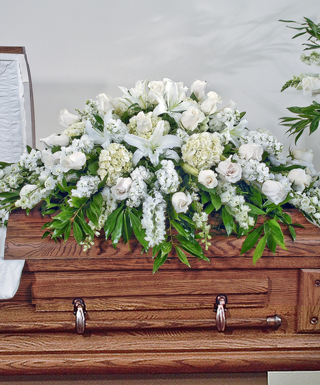 Elegant White Half Casket Spray