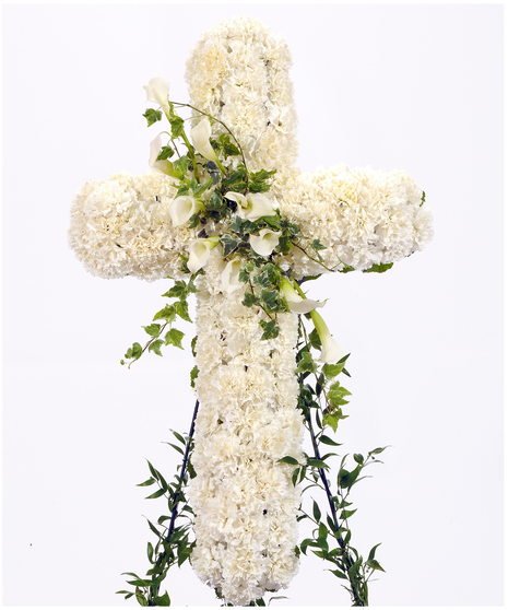 Elegant White Cross | Indianapolis Funeral Flowers