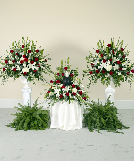 Rose & Lily Urn Tribute - 3 Piece Set